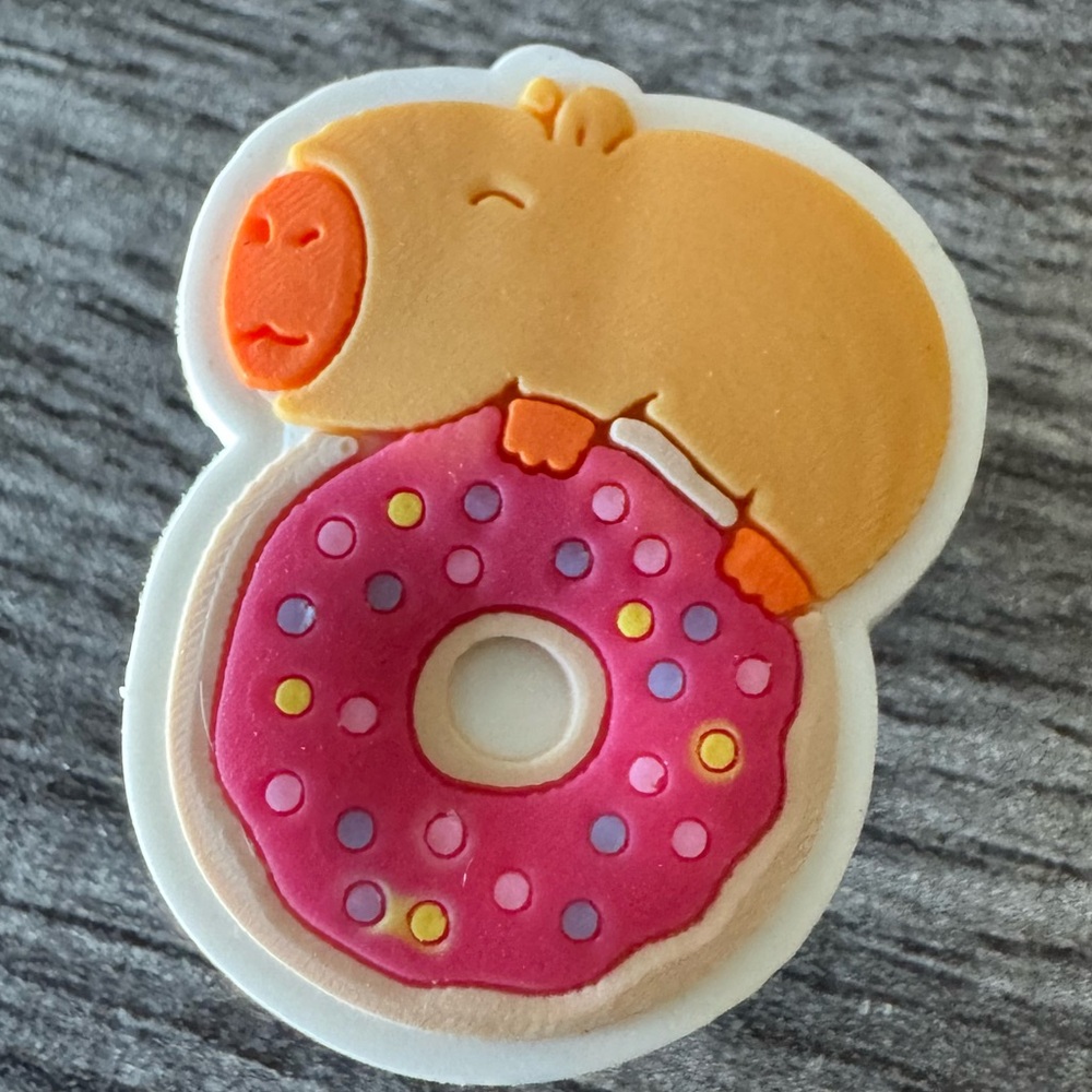 Capybara on a Pink Donut CROCS Jibbitz Shoe Charm 5/$20